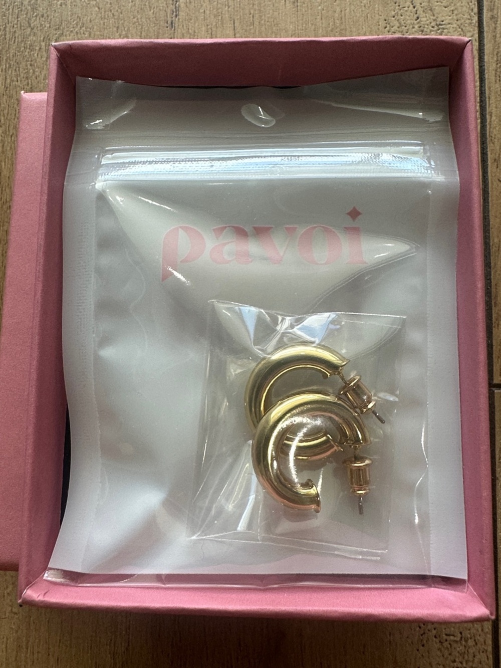 Pavoi Gold Chunky Hoop Earrings - Polished Crescent Hoops